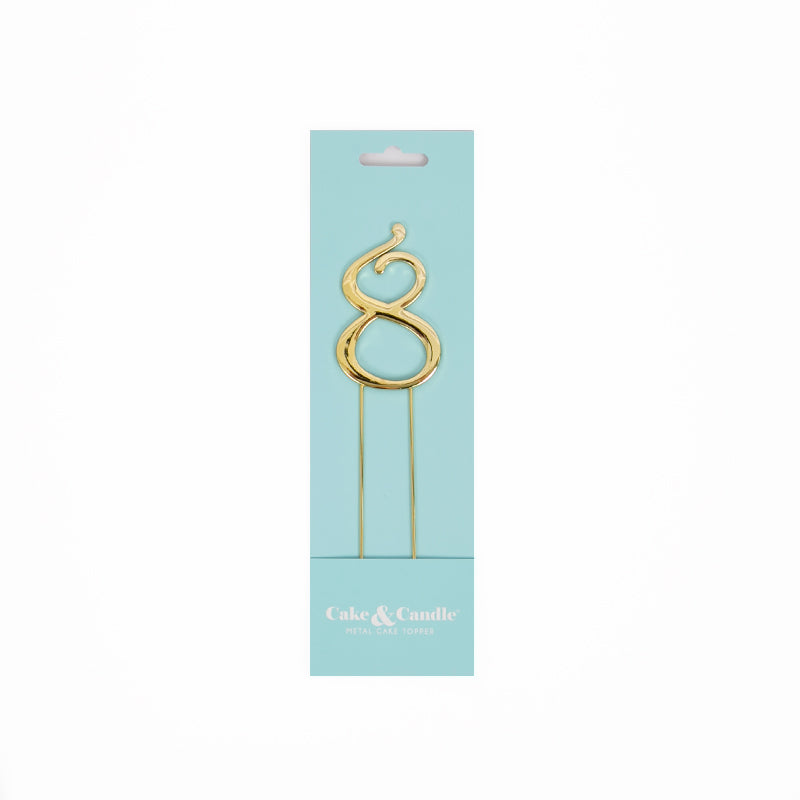 Number 8 GOLD Metal Cake Topper