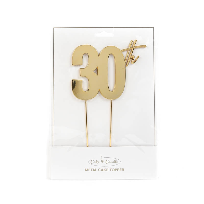 30th Gold Metal Cake Topper