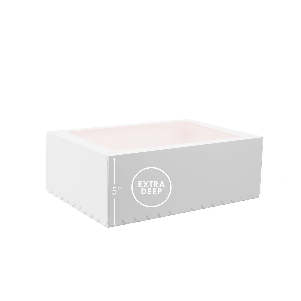 SCALLOPED 12 CUPCAKE BOX - 5 INCH TALL - WHITE