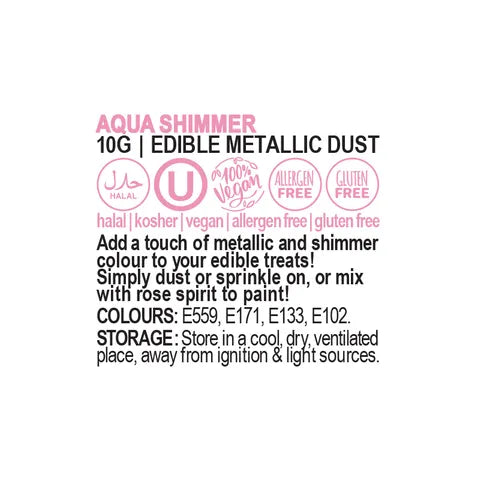 VIVID AQUA SHIMMER EDIBLE METALLIC DUST 10G