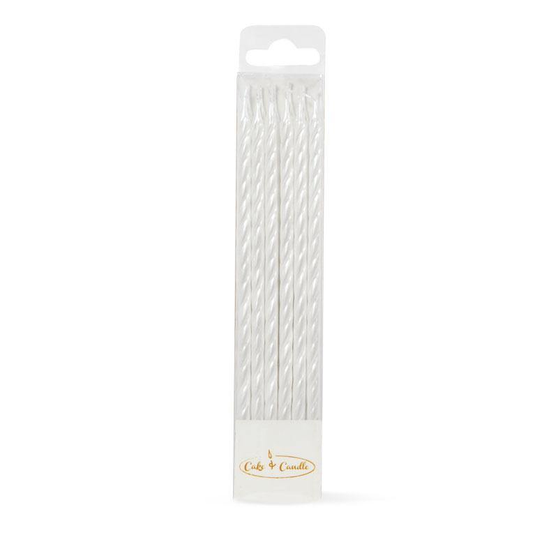 CANDLES SPIRAL PEARLISED WHITE (Pack of 12) - Cake Decorating Central