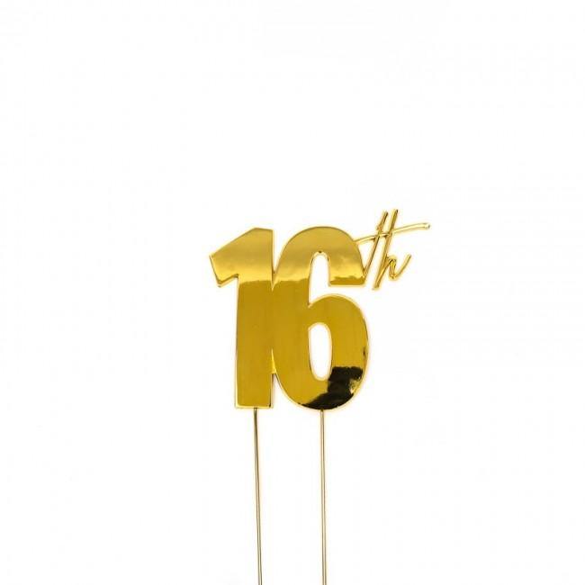 16th Gold Metal Cake Topper - Cake Decorating Central