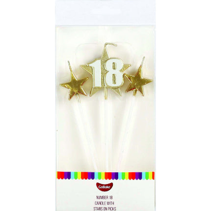 18 GOLD PICK STAR CANDLE SET