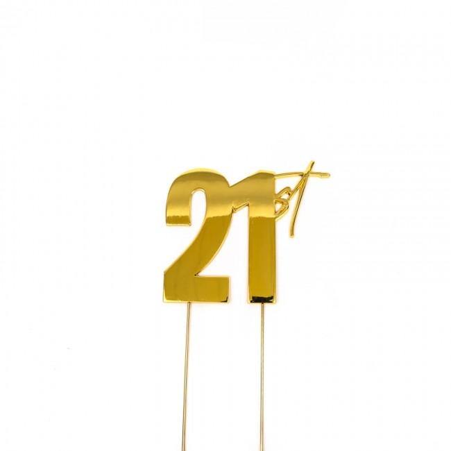 21st Gold Metal Cake Topper - Cake Decorating Central