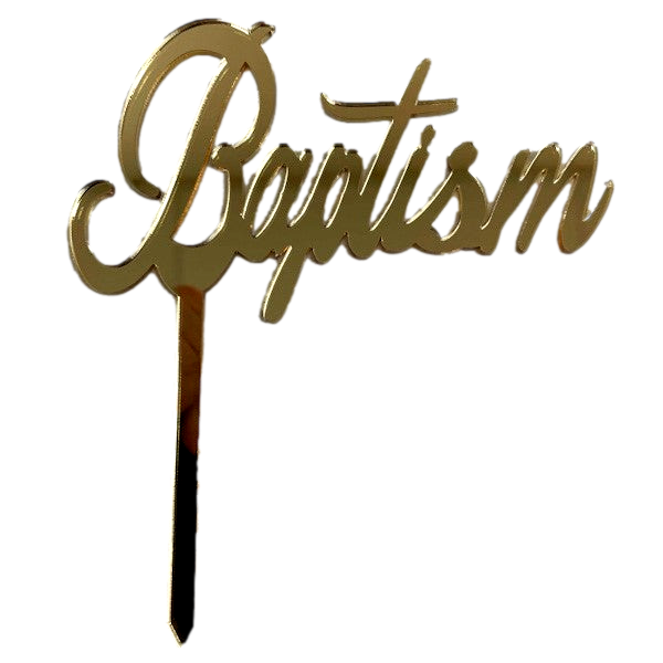 BAPTISM Gold Mirror Cake Topper