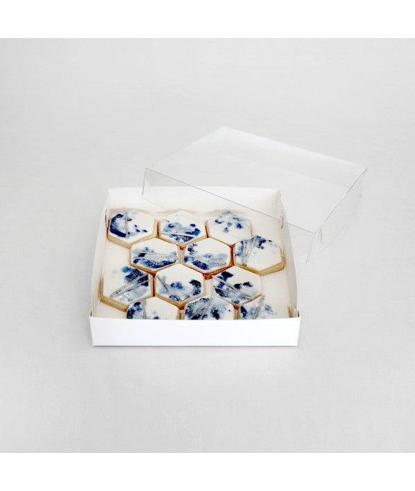 Biscuit Box with Clear Lid - 15.5cmx15.5cmx3cm - Cake Decorating Central