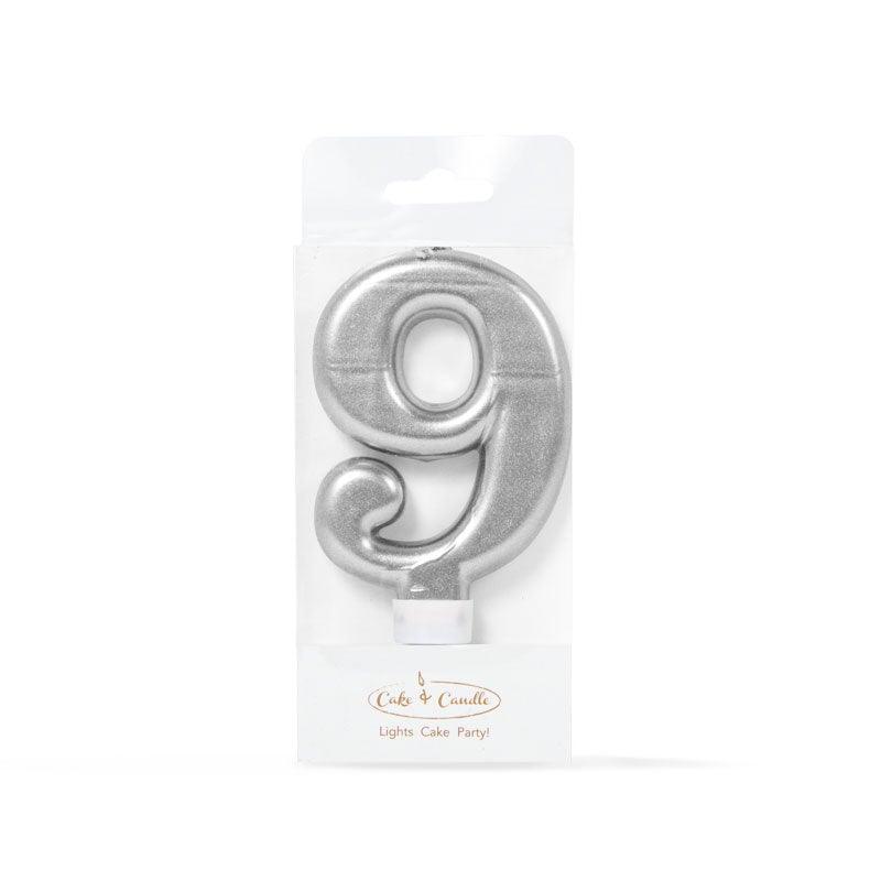 CANDLE SILVER - NUMBER 9 - Cake Decorating Central