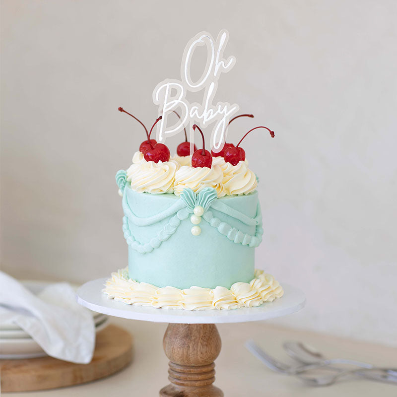 OH BABY SILVER + OPAQUE Layered Cake Topper