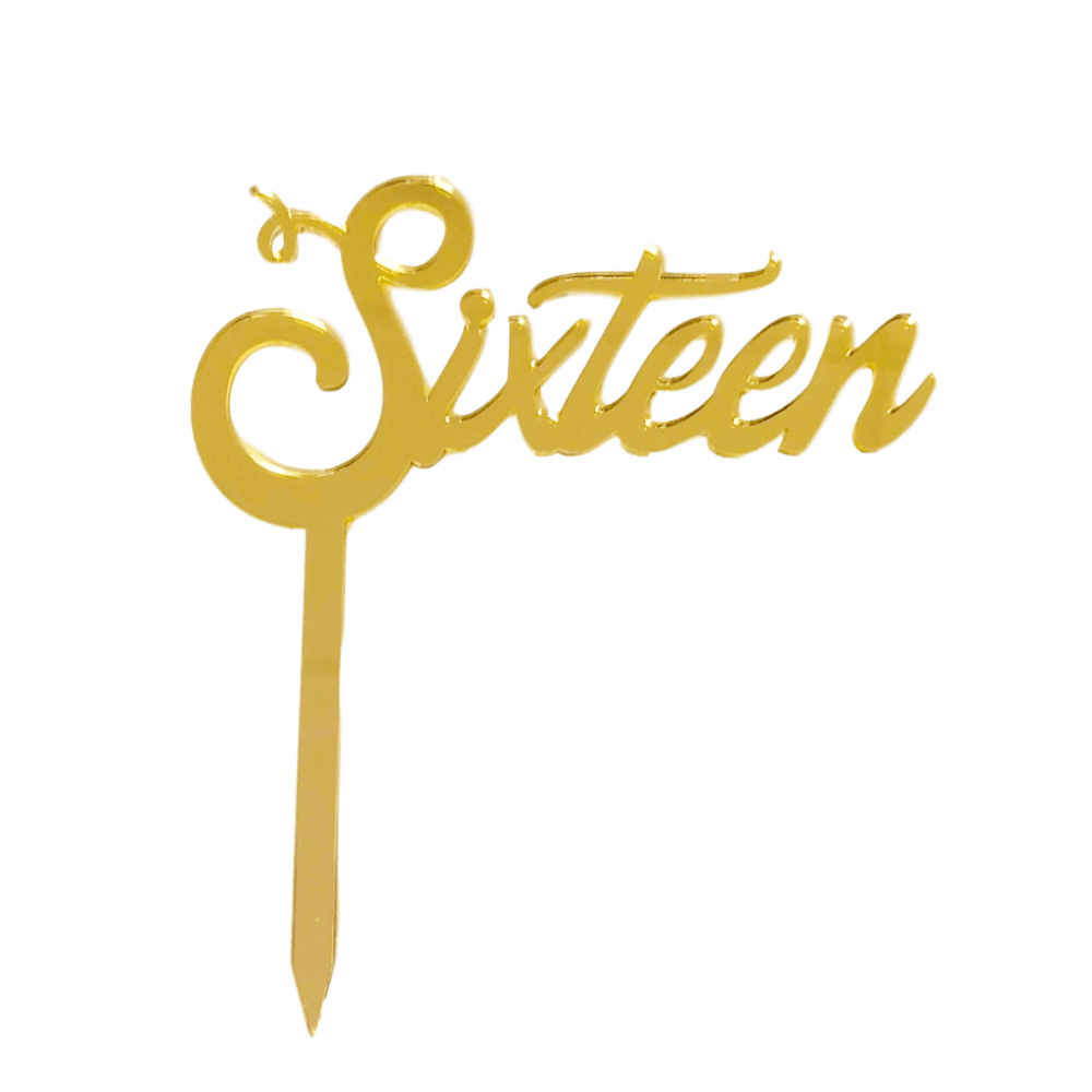 SIXTEEN Gold Mirror Cake Topper - Cake Decorating Central