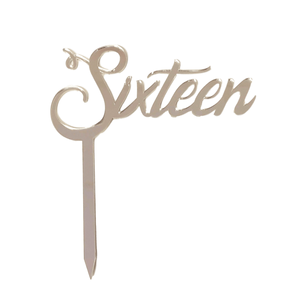 SIXTEEN Silver Mirror Cake Topper - Cake Decorating Central