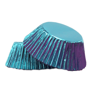 BLUE Mini Foil Cupcake Papers Foil 50pk - Cake Decorating Central