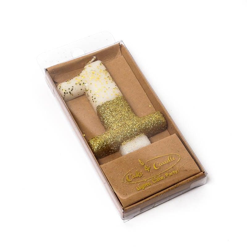 Candle Gold Dipped 8cm NUMBER 1 - Cake Decorating Central