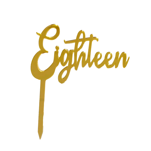 EIGHTEEN Gold Mirror Cake Topper - Cake Decorating Central