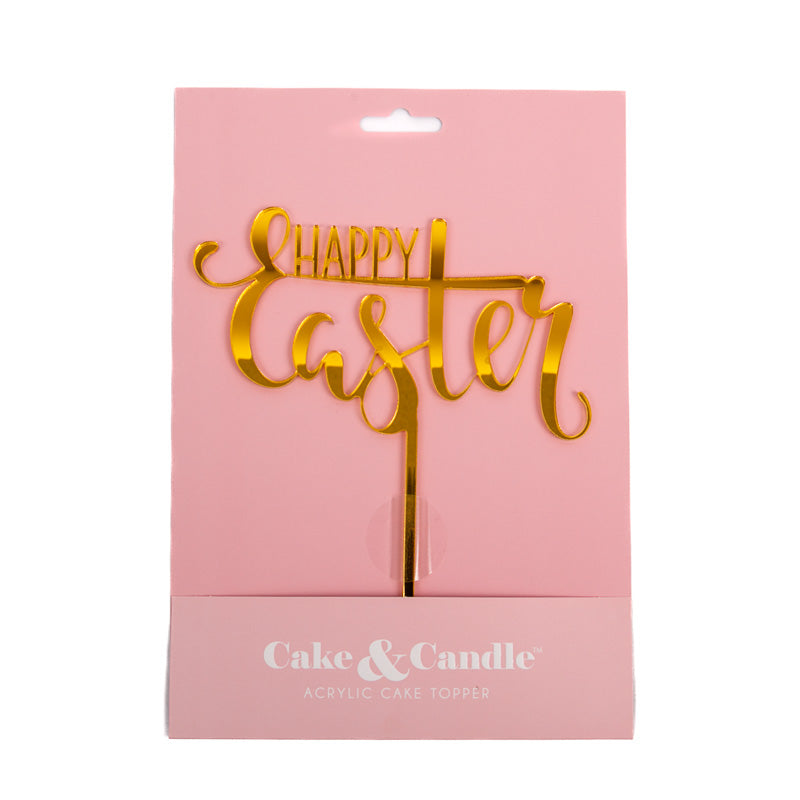 HAPPY EASTER Gold Acrylic Cake Topper