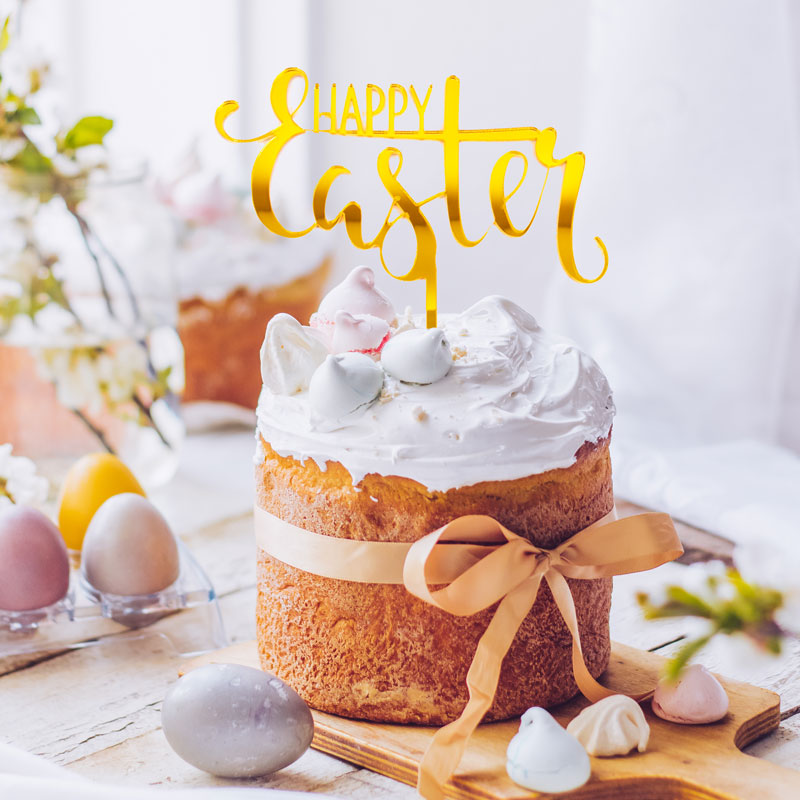 HAPPY EASTER Gold Acrylic Cake Topper