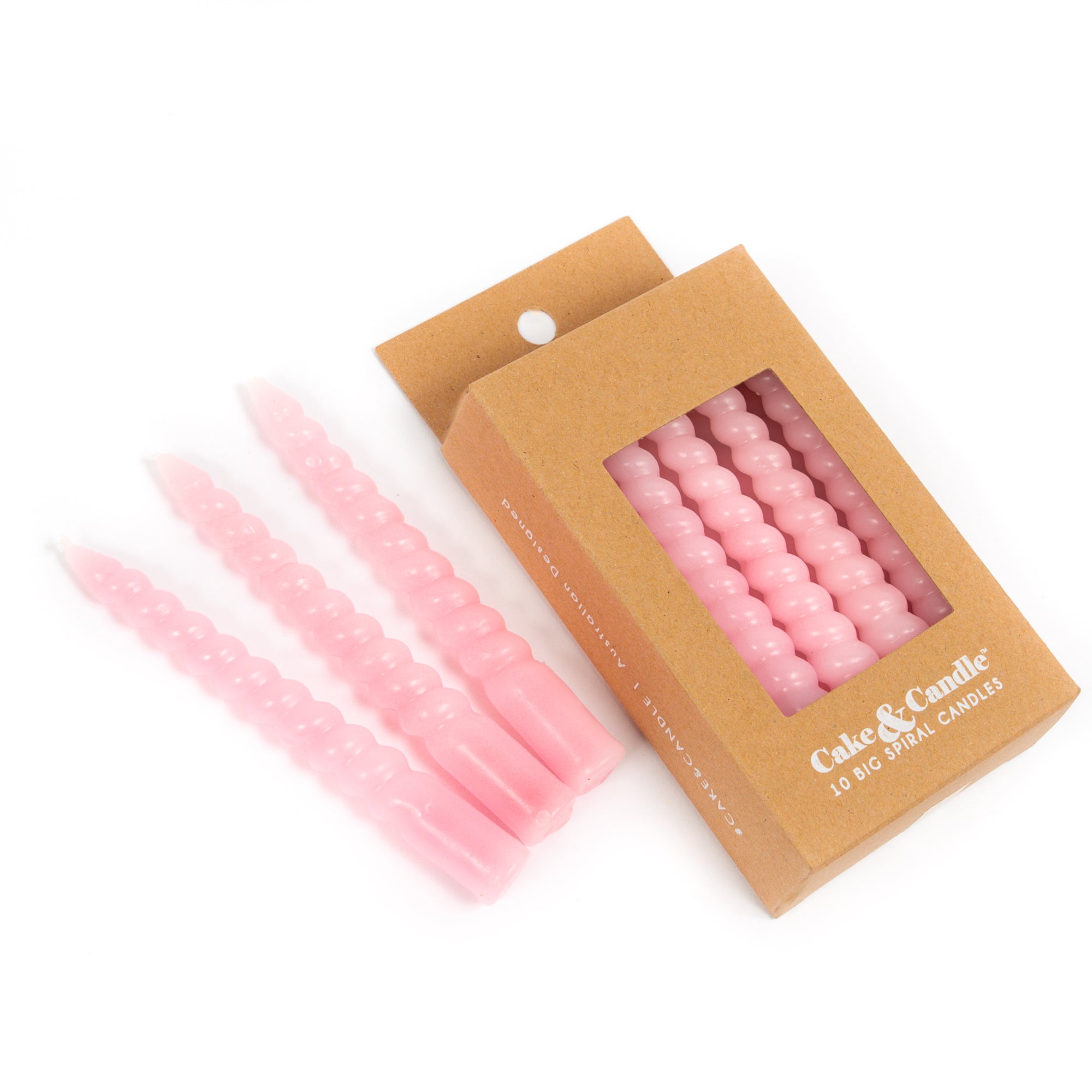 PINK Big Spiral Candles 10pk