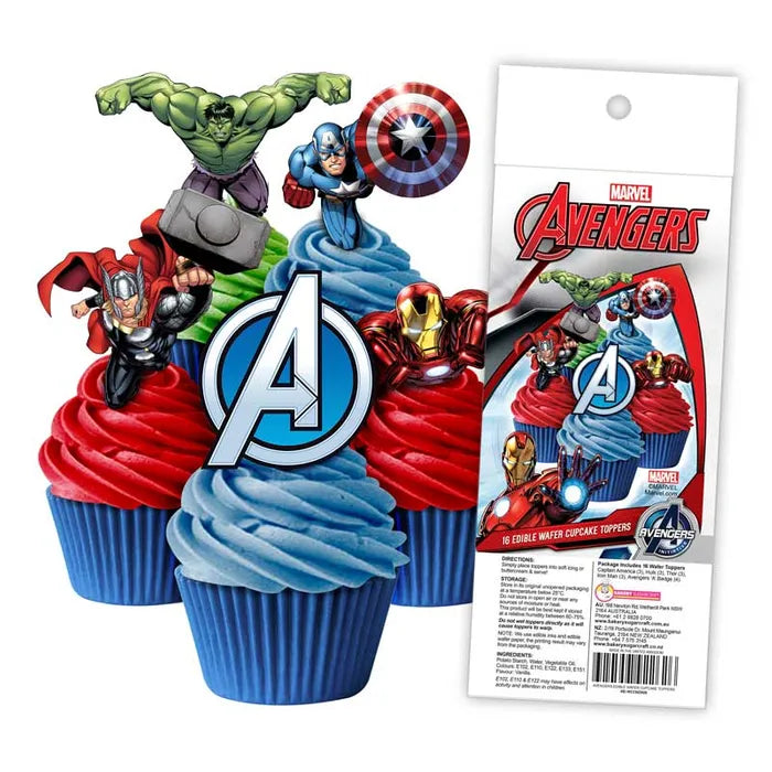 THE AVENGERS Edible Wafer Cupcake Toppers 16 PIECE