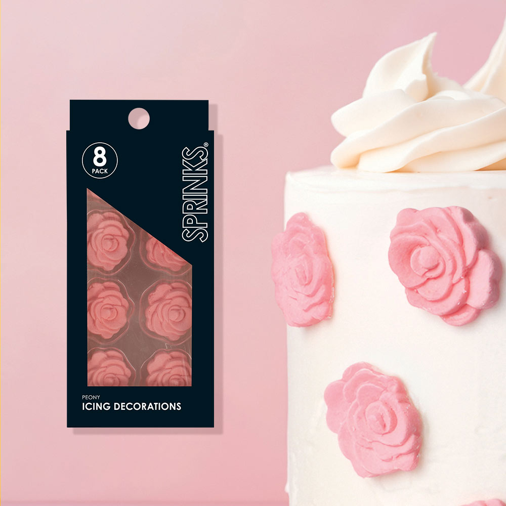 Peony Icing Decorations 8 pieces