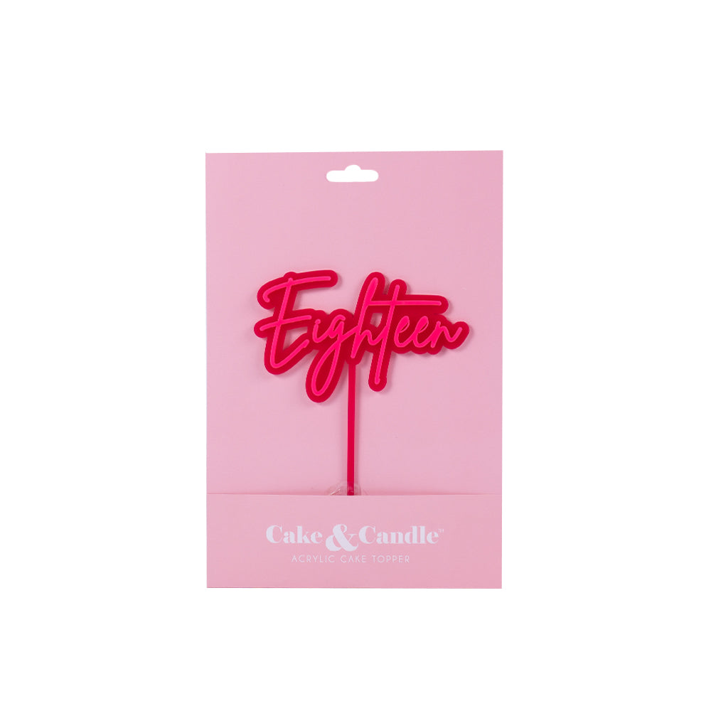 Eighteen Hot Pink + Pink Layered Cake Topper