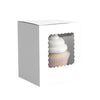 SCALLOPED SINGLE TALL CUPCAKE BOX - WHITE 6 PACK