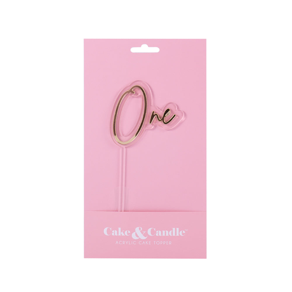 One Gold + Opaque Layered Cake Topper