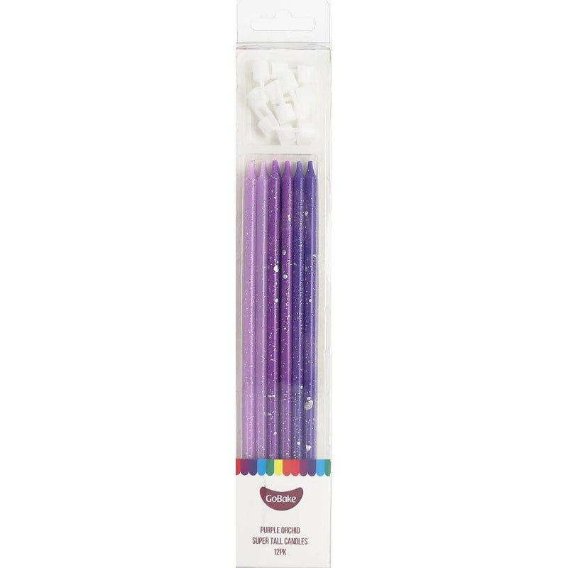 Purple Orchid Splatter Super Tall Candles 12pk