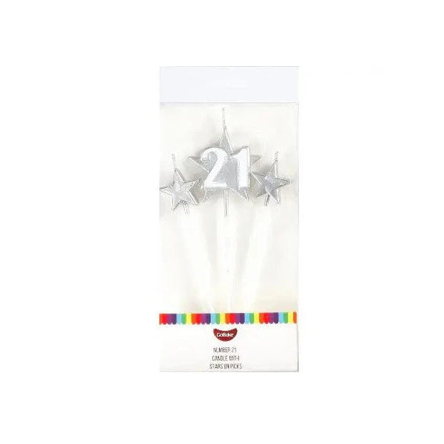 21 Silver Pick Star Candle Set
