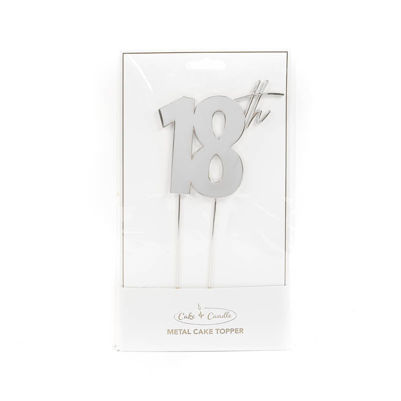 18th Silver Metal Cake Topper