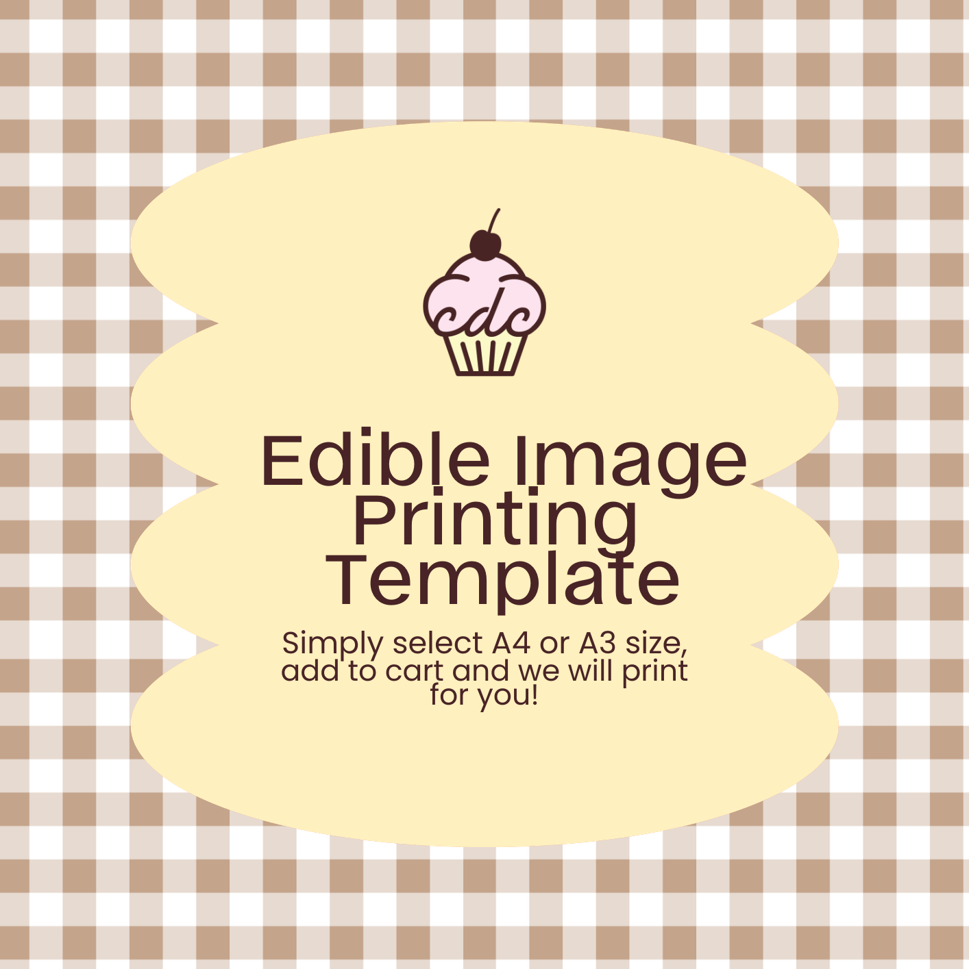 Brown Gingham Edible Image Template