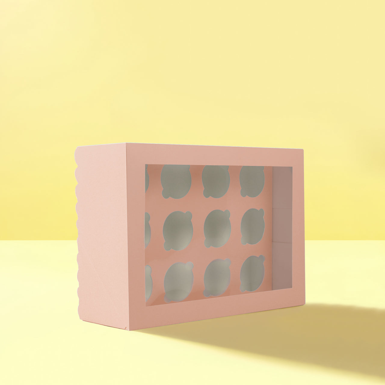 Scalloped Pastel Pink 12 Cupcake Box - 5inch Tall