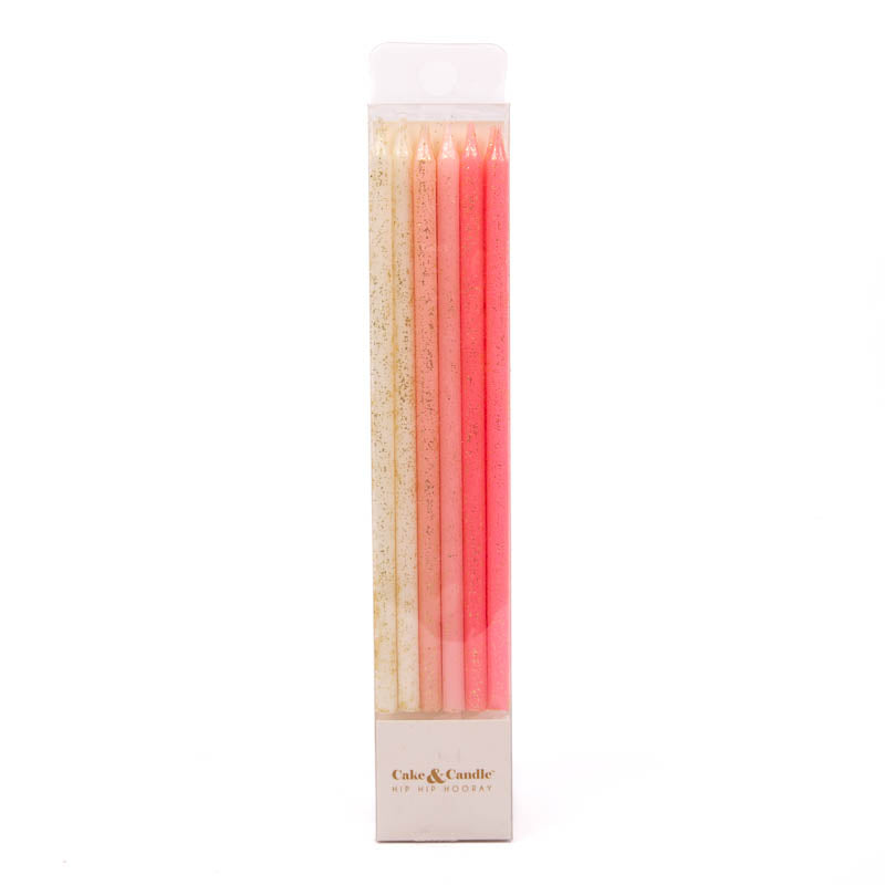 Pink Glitter Candles 12 Pack
