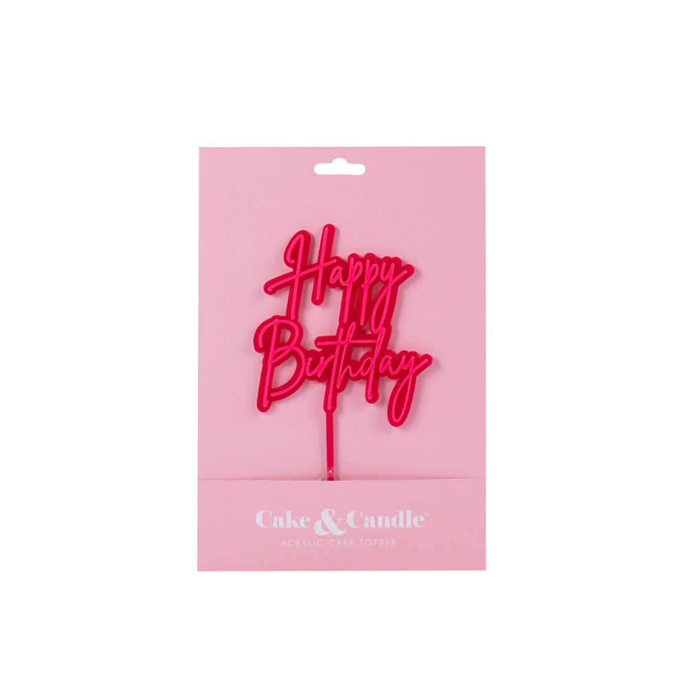 HAPPY BIRTHDAY HOT PINK + PINK Layered Cake Topper