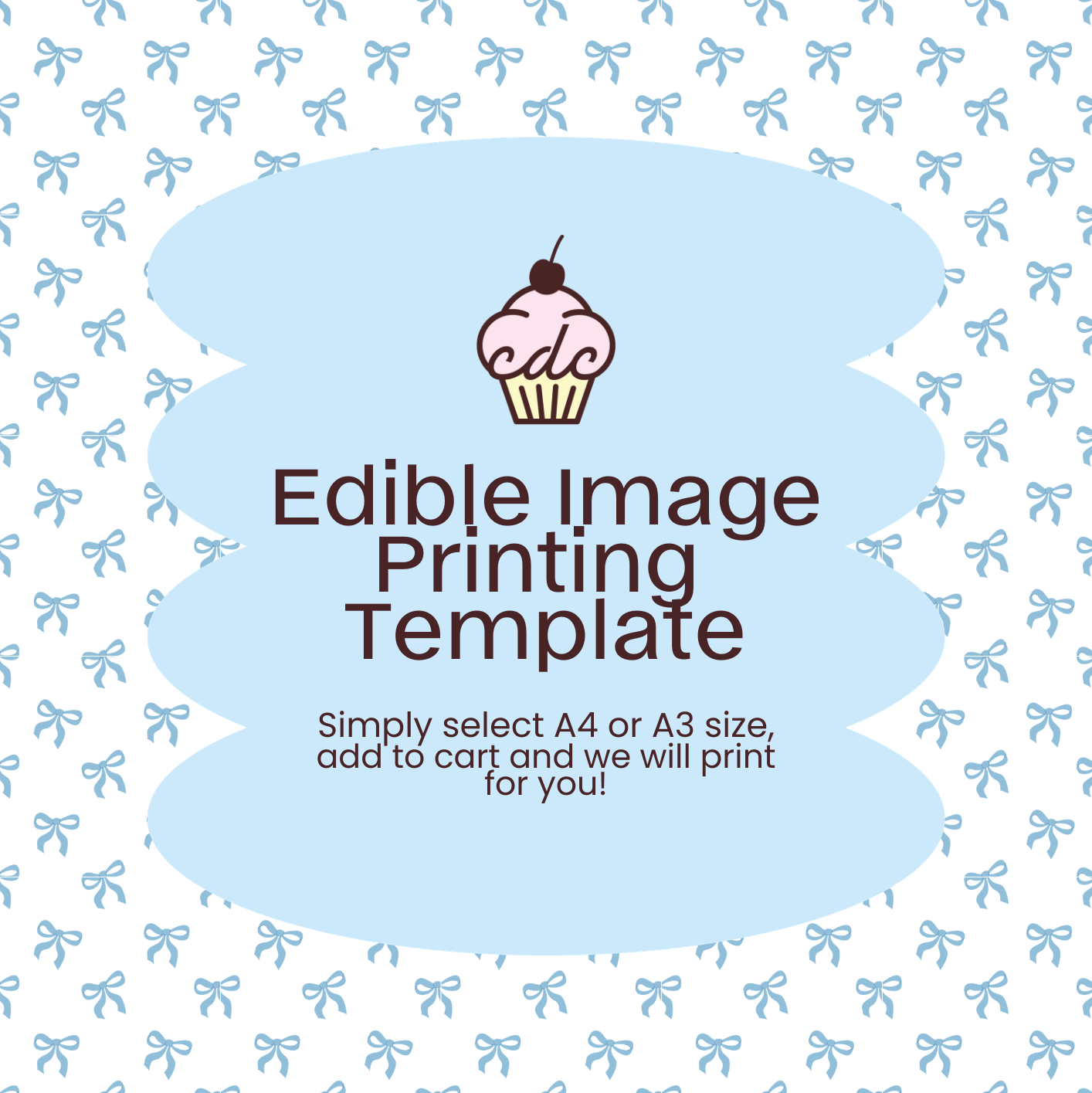 Blue Bows Edible Image Template