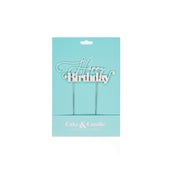 Happy Birthday Silver Metal Cake Topper