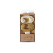 Number 3 Gold Dipped Candle 8cm