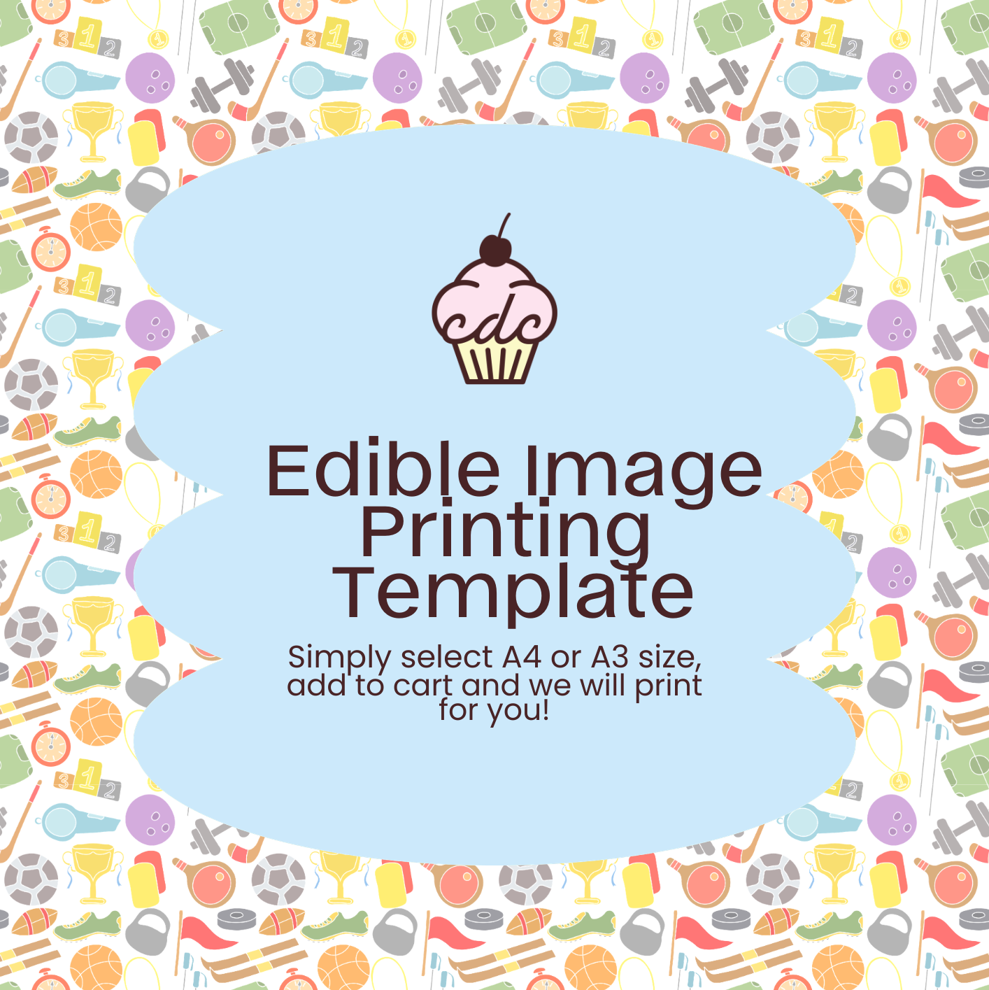 Sport Pattern Edible Image Template