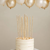 Gold Fine Spiral 20cm Candles 16 Pack