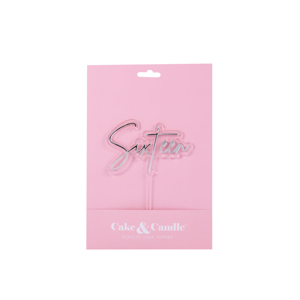 SIXTEEN SILVER + OPAQUE Layered Cake Topper