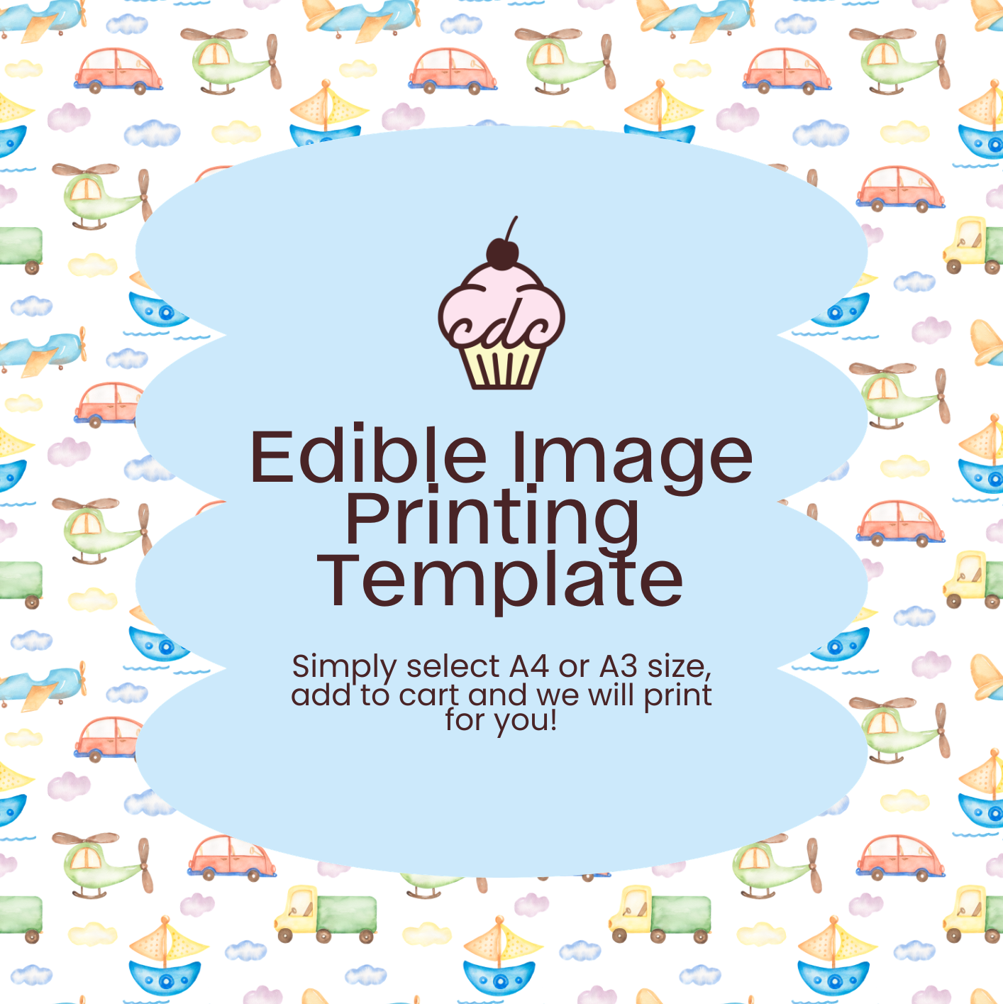 Vechicle Pattern Edible Image Template