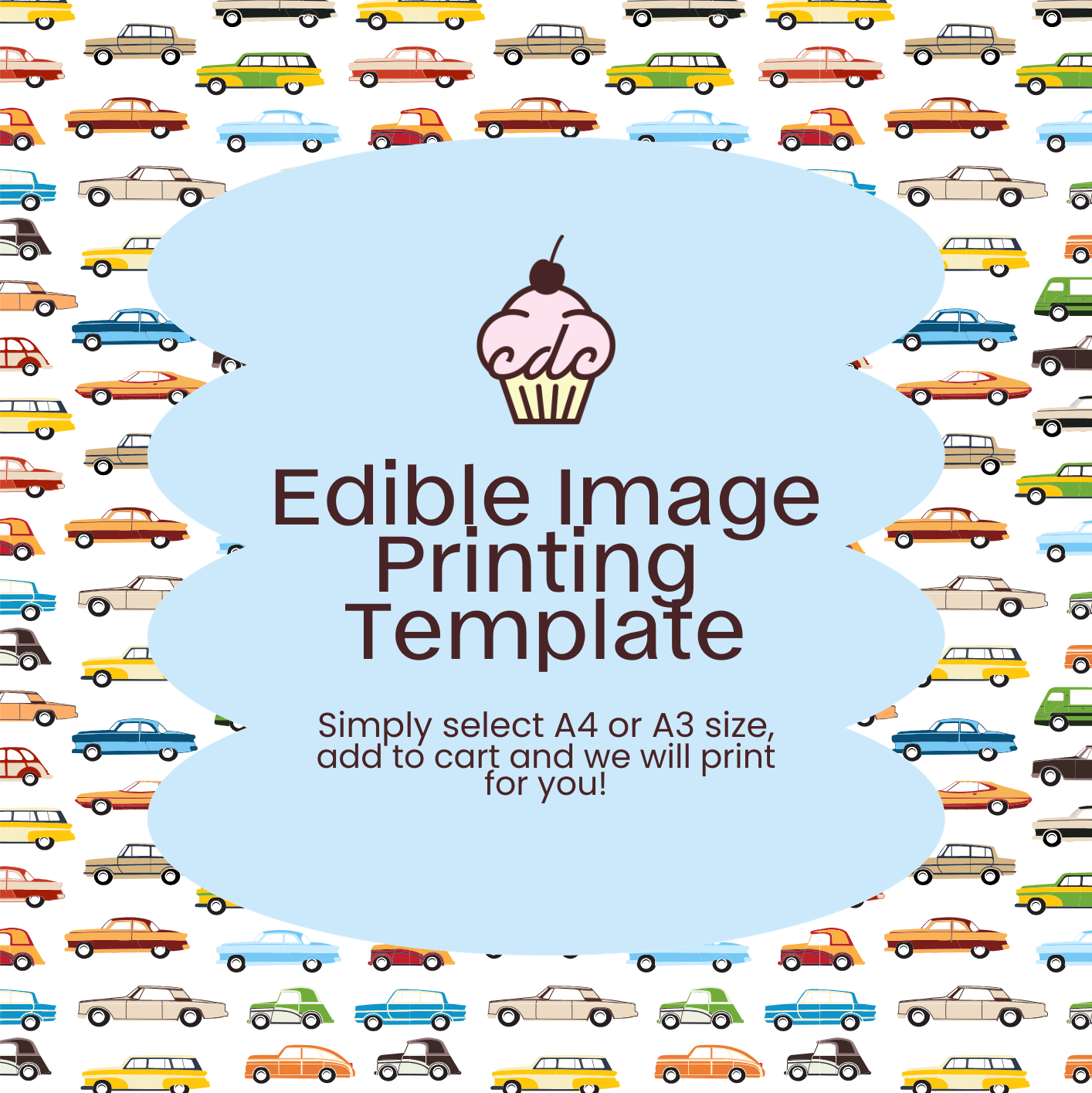 Assorted Cars Edible Image Template