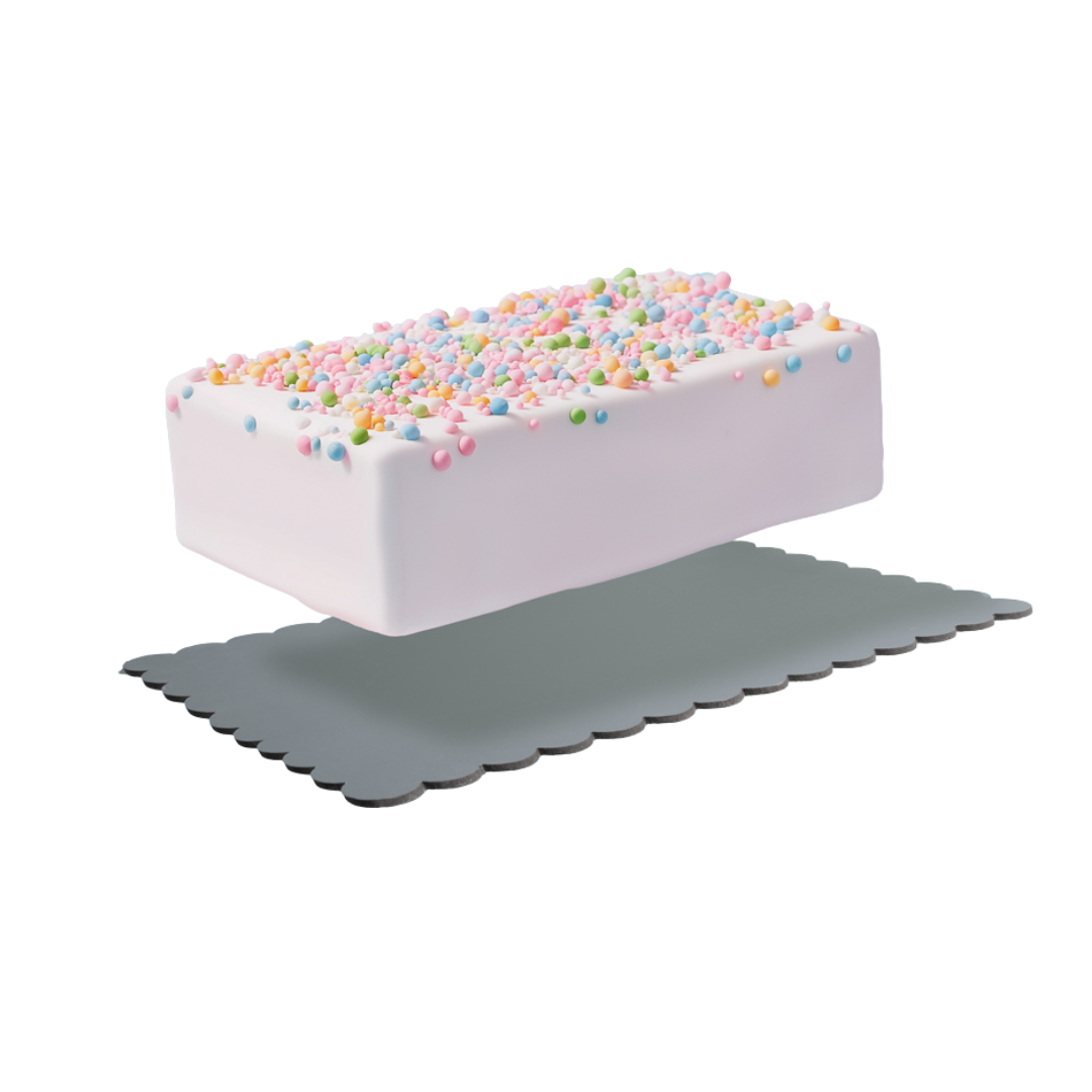 Gold + Silver Dual-Colour Scalloped Rectangle Cake Board