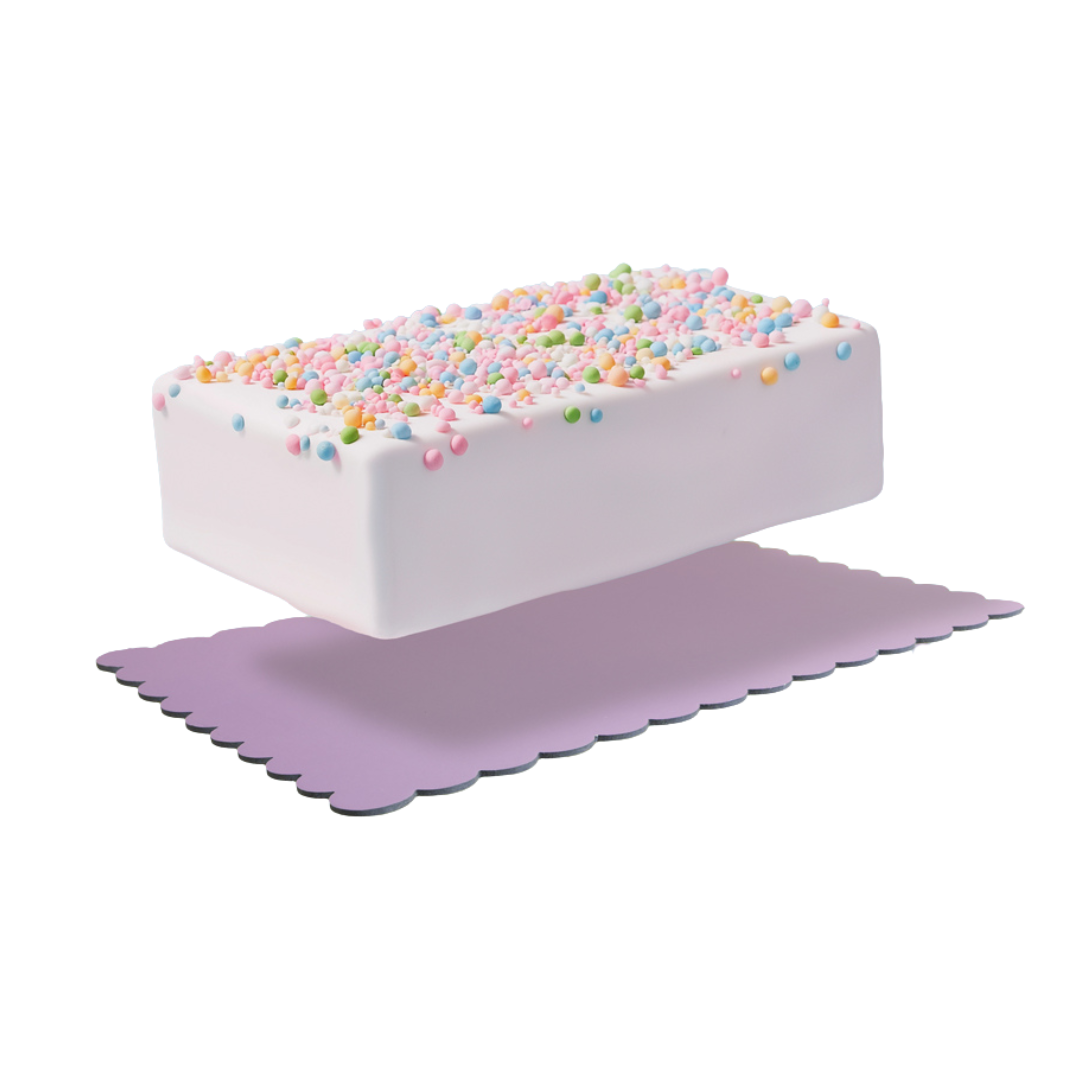 RECTANGLE BLUE & LILAC Dual-Colour Scalloped Cake Board