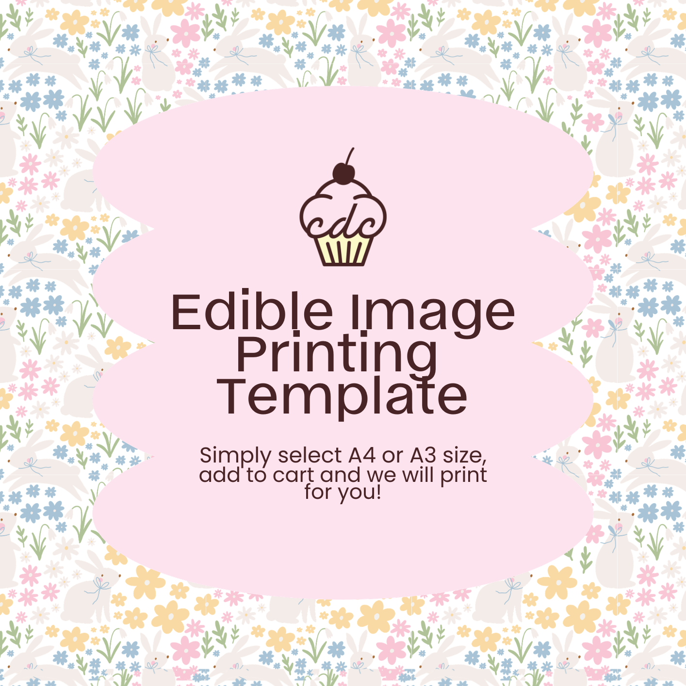 Floral Bunny Edible Image Template