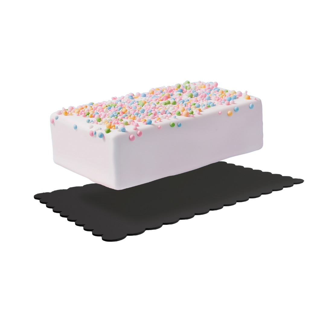 RECTANGLE WHITE & BLACK Dual-Colour Scalloped Cake Board