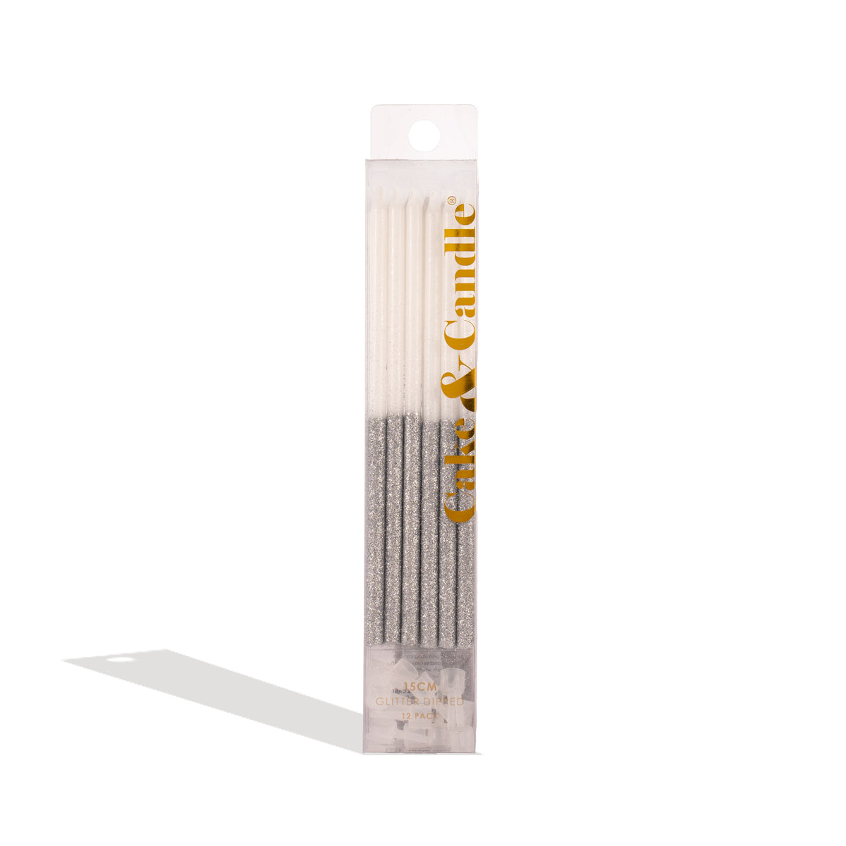 Silver Glitter Dipped Candles 12 Pack