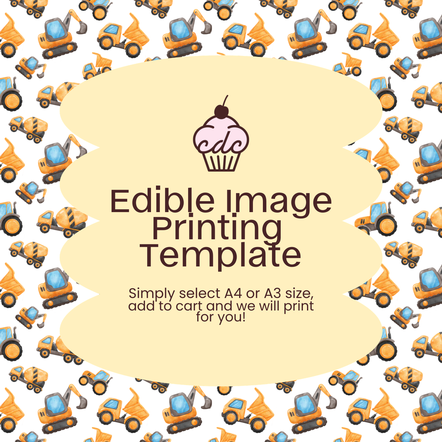 Construction Vechicles Edible Image Template