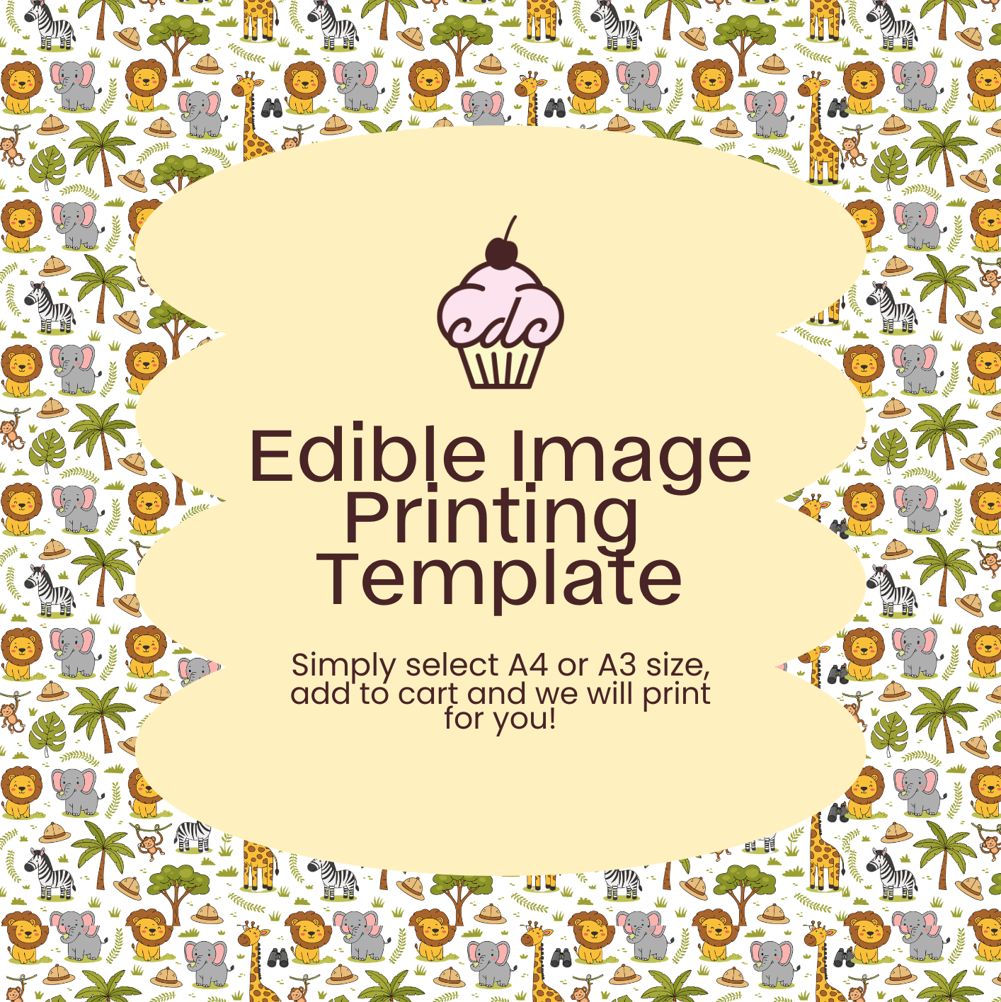Jungle Animals Edible Image Template