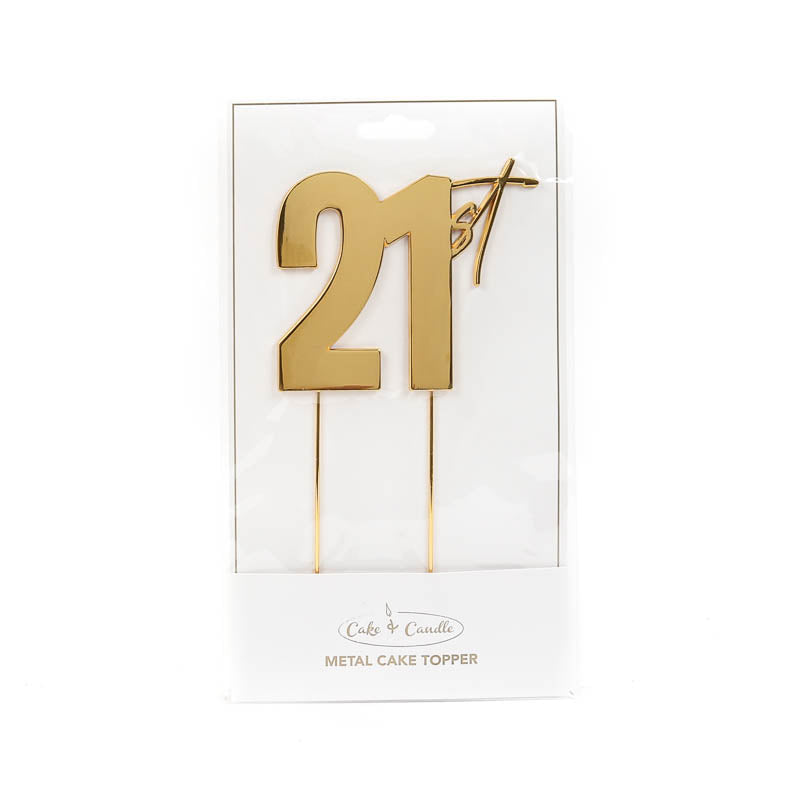21st Gold Metal Cake Topper