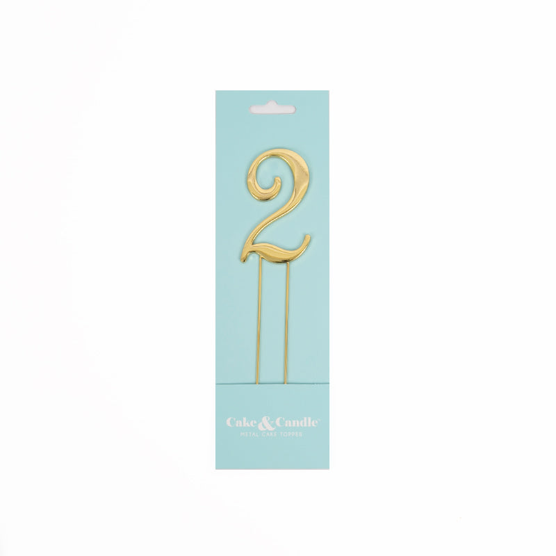 Number 2 GOLD Metal Cake Topper