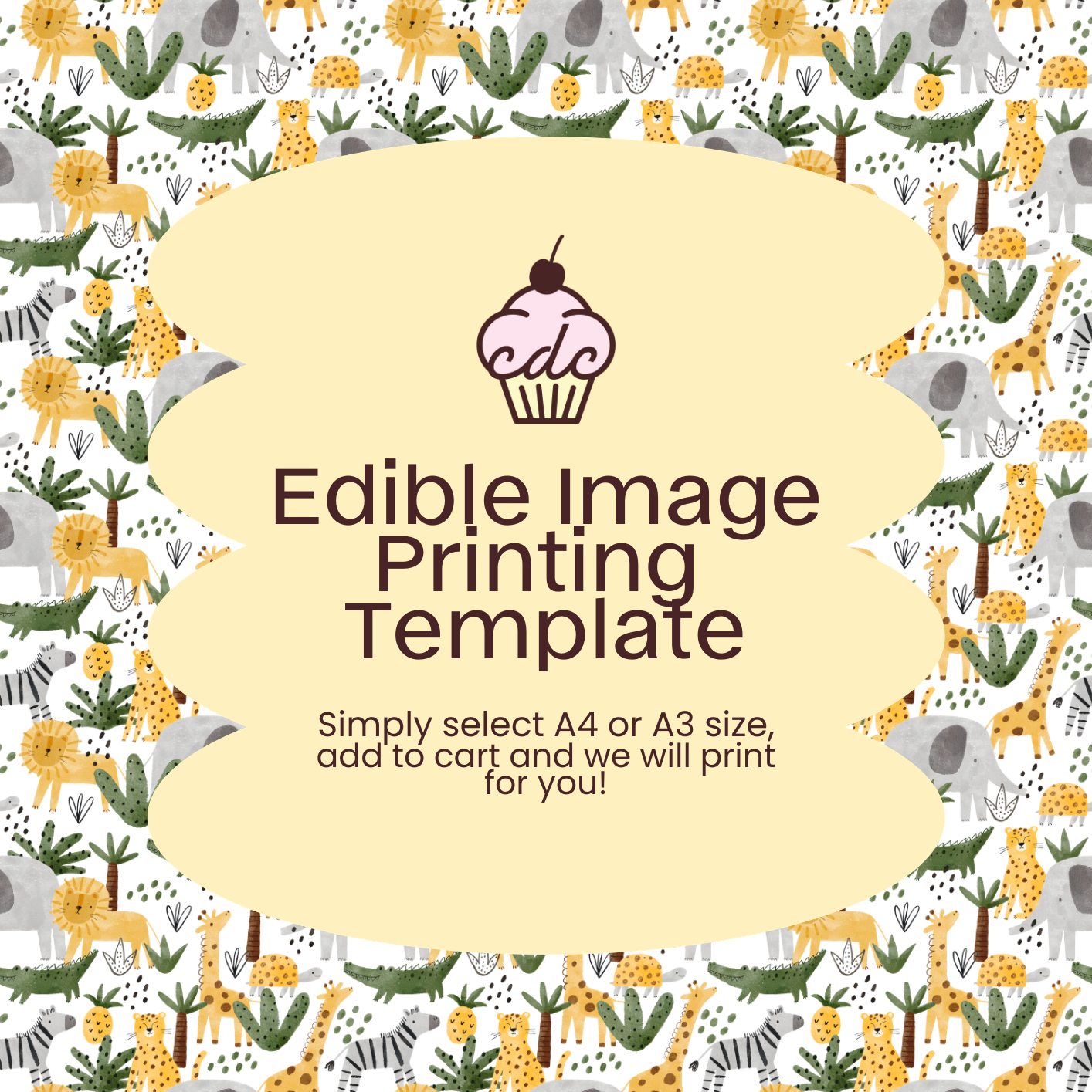 Safari Animals Edible Image Template